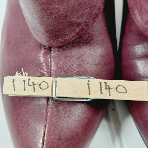 Nine West Burgundy Brown Leather Side Zip Fold Over Lace Back Heel Boots I140 - Picture 11 of 11